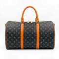 LV Monogram Leather Keepall Duffel – Charcoal / Orange