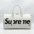 Supreme x LV Leather Keepall 55 Duffel Bag - White